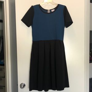 LuLaRoe Amelia dress, black and teal, XL